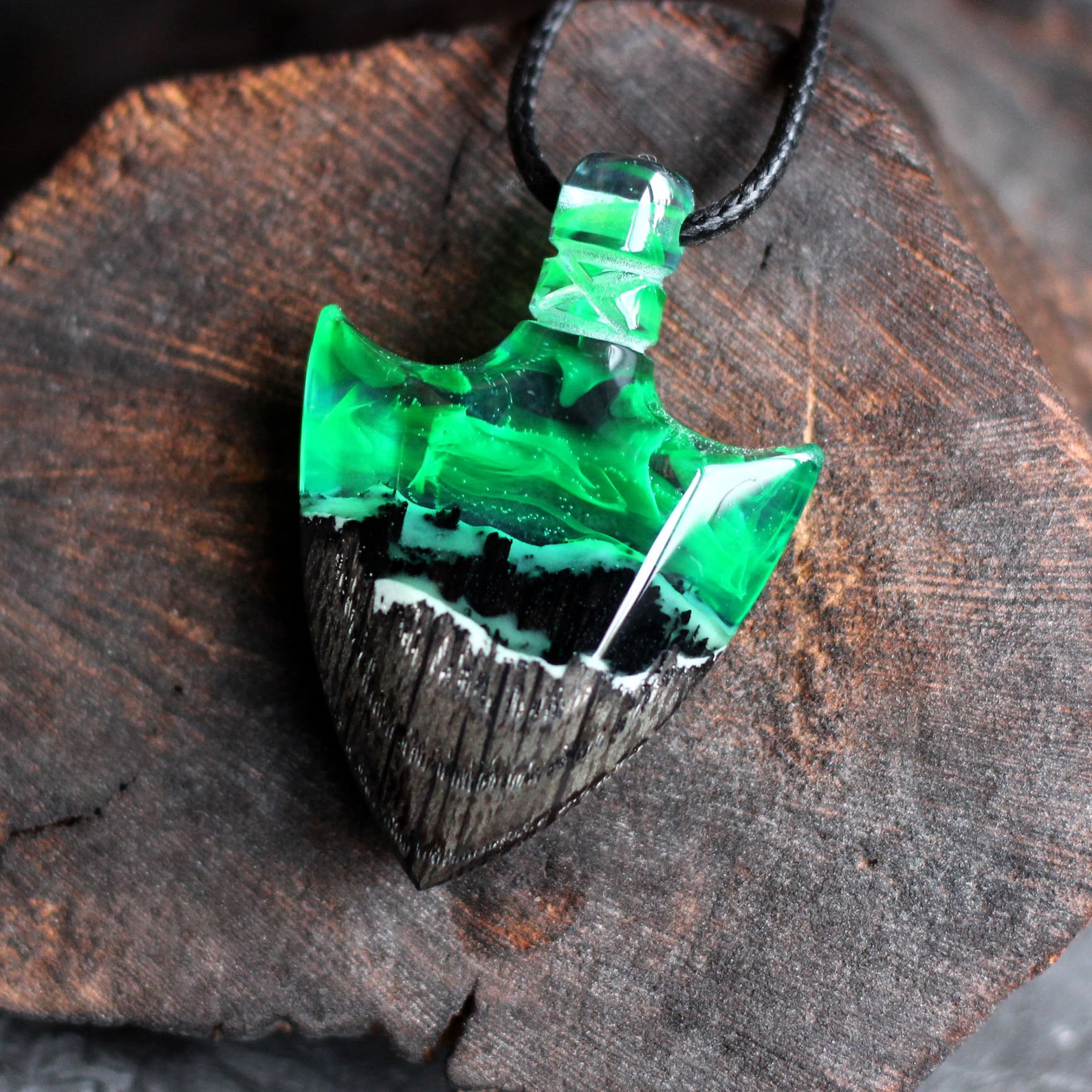 Pendant Crystal Arrowhead. Aurora Borealis Resin Jewelry. Etsy