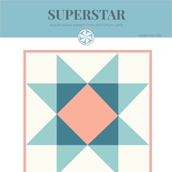 SuperStar Quilt Pillow PDF Pattern - 12" Quilted Pillow PDF Sewing Pattern