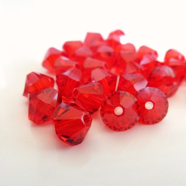 Swarovski Light Siam 6mm Bicone Crystal Beads- Genuine 5328-5301 Loose Crystals Bead- Jewelry Making DIY- Light Red- LSI6B