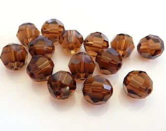 1 pc. Swarovski Smoke Topaz 10mm Round Crystal Beads- Smoked Topaz 5000- Dark Brown Bead-  Loose Crystal- Jewelry Making- ST10R