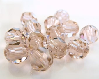 4 pcs. Swarovski Vintage Rose 6mm Round Crystal Beads 5000- Loose Crystals Bead Beading- Dusty Blush Pink Victorian Color- Jewelry DIY- VR6R