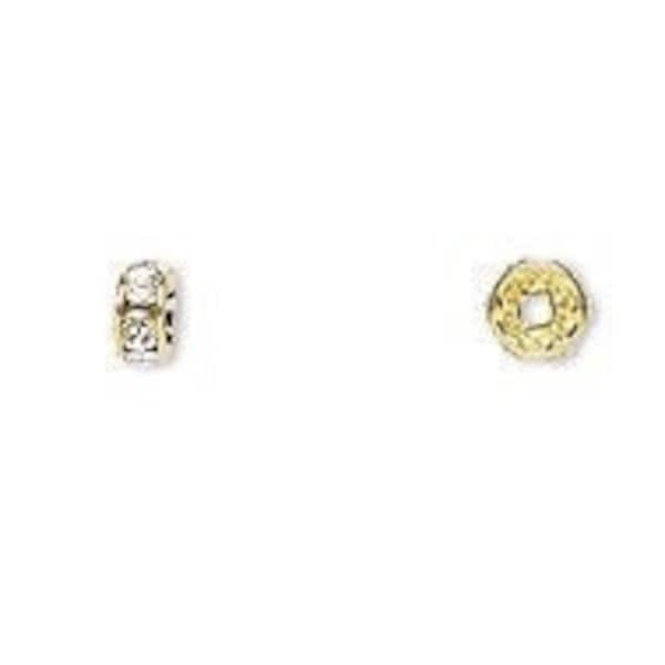 Swarovski 4mm Gold Plated Crystal Clear Rondelle Spacer 77504- Genuine Swarovski Crystal Rondell- 4x2mm Round Spacers- CCGR4