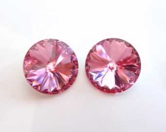 1 pc. Swarovski 14mm Rose Rhinestone Rivoli Chaton- 1122 Rivoli Crystal Rhinestones- October Birthstone- Pink Pastel Baby Girl Color- RO14RR