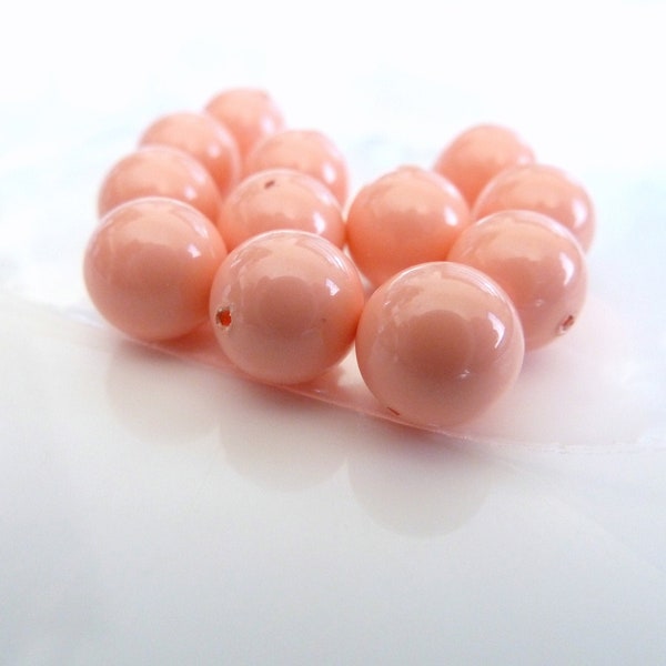 Swarovski Pink Coral 6mm Round Crystal Pearl Beads 5810- Loose Faux Color Pearls- Shiny Rose Peach Pink Gemcolor Bead- Jewelry Making- PC6P