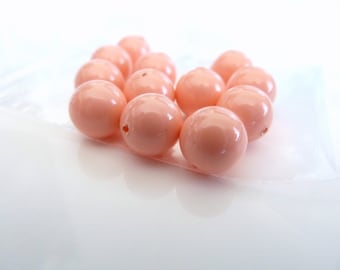 Swarovski Pink Coral 6mm Round Crystal Pearl Beads 5810- Loose Faux Color Pearls- Shiny Rose Peach Pink Gemcolor Bead- Jewelry Making- PC6P