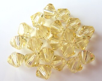 2 pcs. Swarovski Jonquil 8mm Bicone Crystal Beads 5328 5301- CLOSEOUT- Loose Bead Crystals- Jewelry Making- Light Pastel Yellow- JO8B