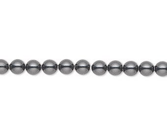 Swarovski Black 4mm Round Crystal Pearl Beads 5810- Dark Gray Grey Color- Loose Faux Pearls Bead- Jewelry Making DIY Kit- BL4P