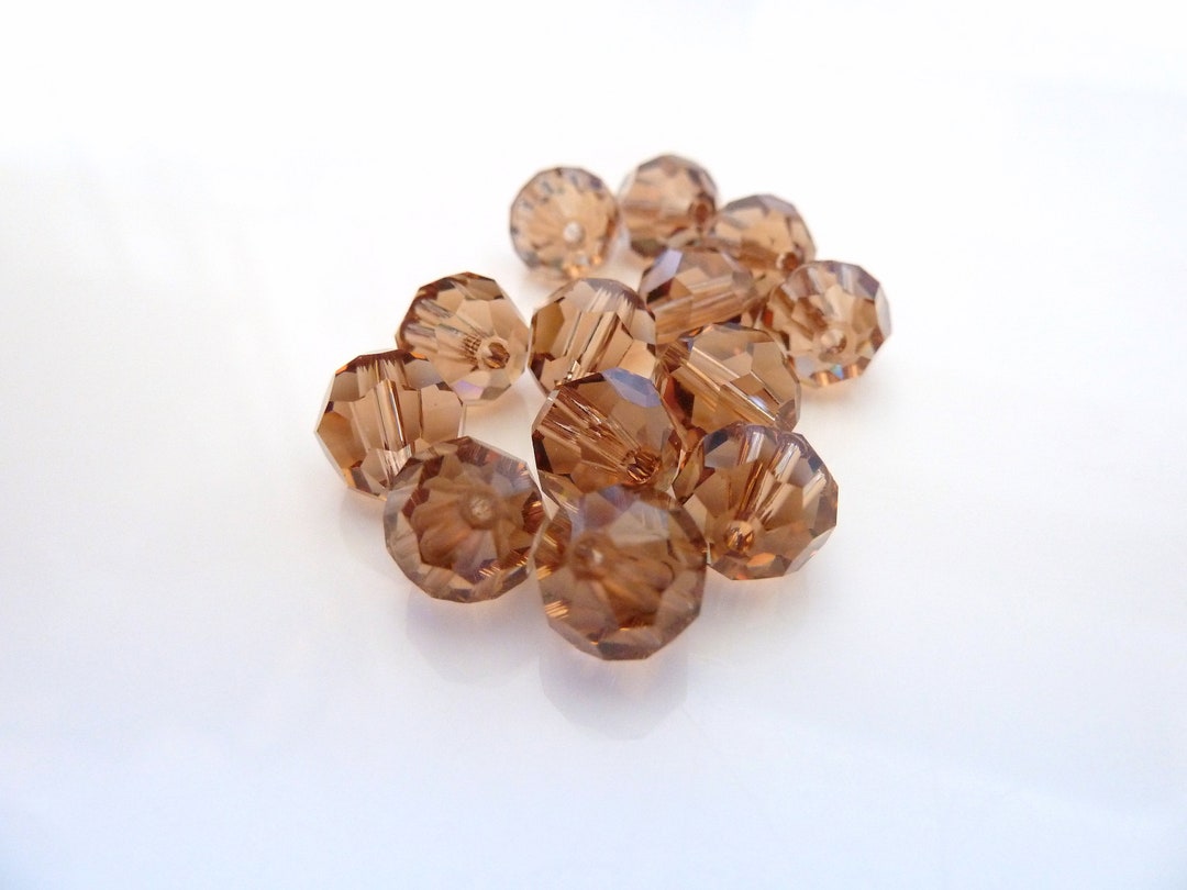 25 Perles Facettes Preciosa Light Smoked Topaz - 6 Mm, Pour Création Bijoux - Neuf