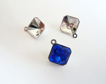 2 pcs. Top Loop Pendant Drop Setting for Swarovski 10mm Square Kaleidoscope (4499) Crystal Rhinestones- Rhodium Plated- Prismatic Set- 10RSK