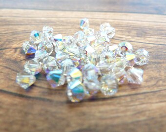 8mm Round AB Colorized Green Crystal Glass Bead Aurora Borealis Beads Jewelry Supplies Craft Supplies 13 Inch Strand Spacer Beads