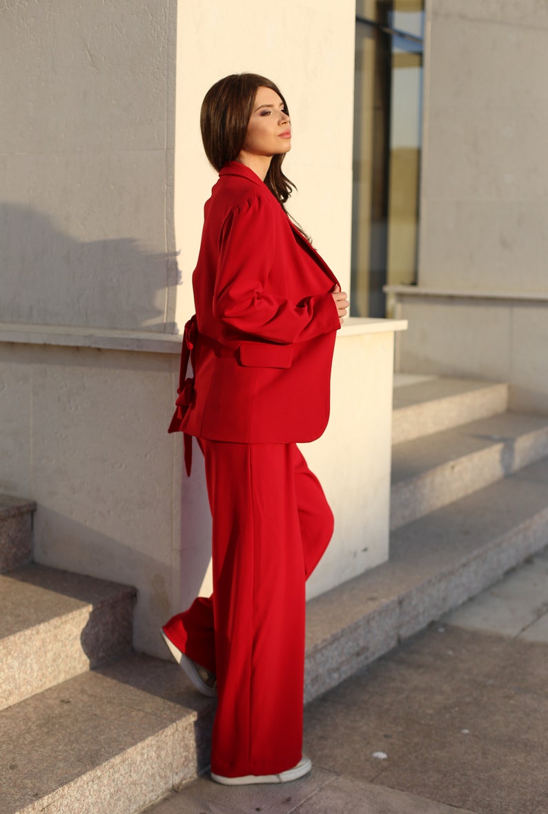 Casual Red Blazer Backless Unique Blazer