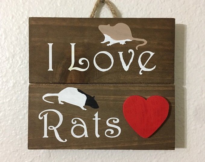 Rustic Wood Sign I Love Rats - Etsy