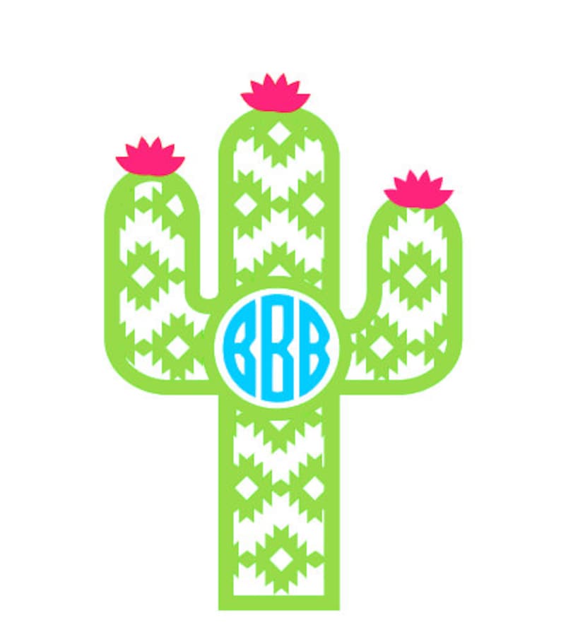 Download Cactus Monogram // Cactus Stickers // Cactus decal // Laptop | Etsy