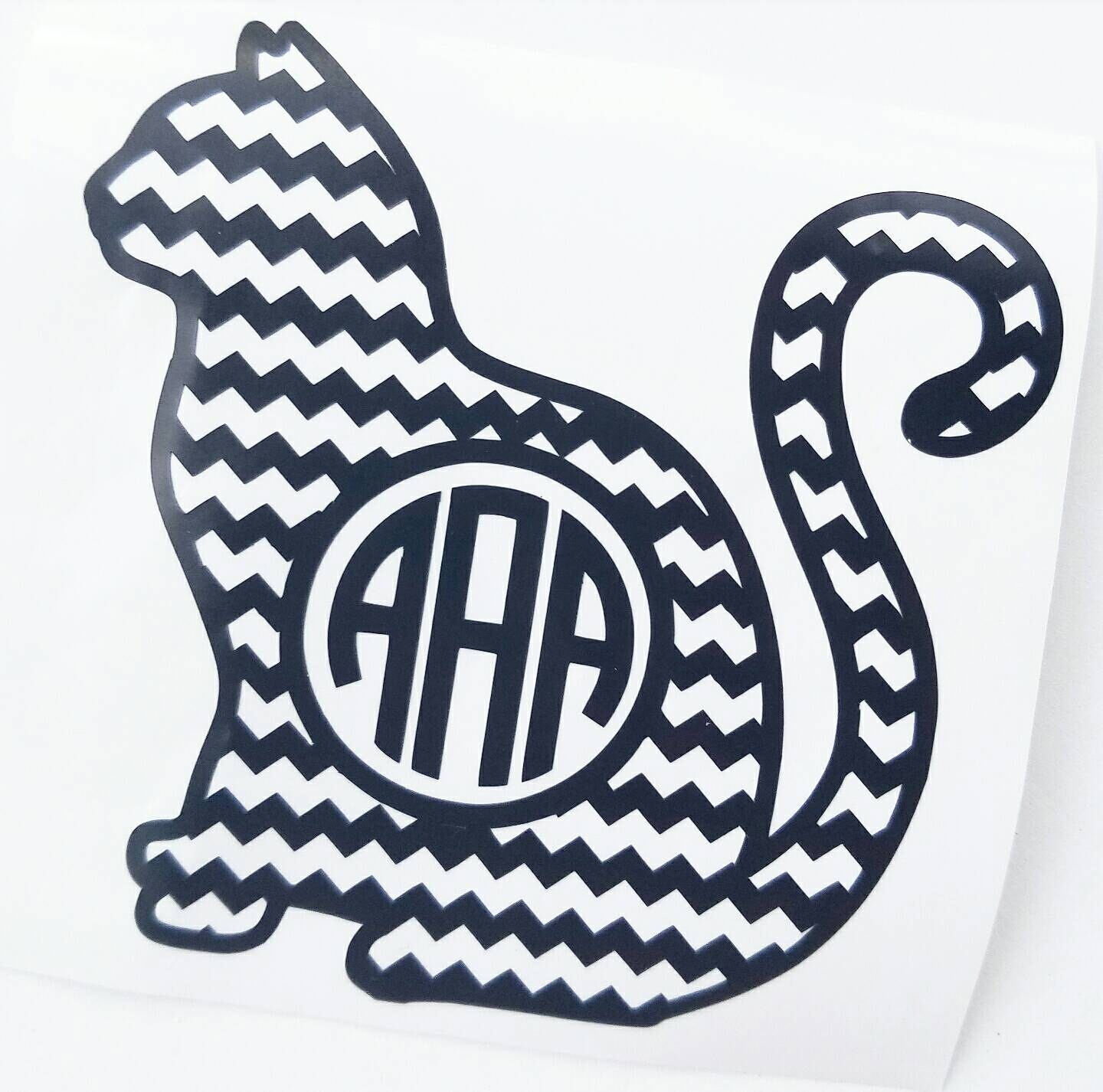 Cat Monogram // Monogram decal // Monogram sticker // Laptop Etsy