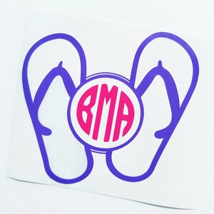 Flip Flop Sticker // Flip Flop Monogram // Flip Flop Decal / summer decals / Tumbler sticker / YETI decal / Car decal / laptop sticker /