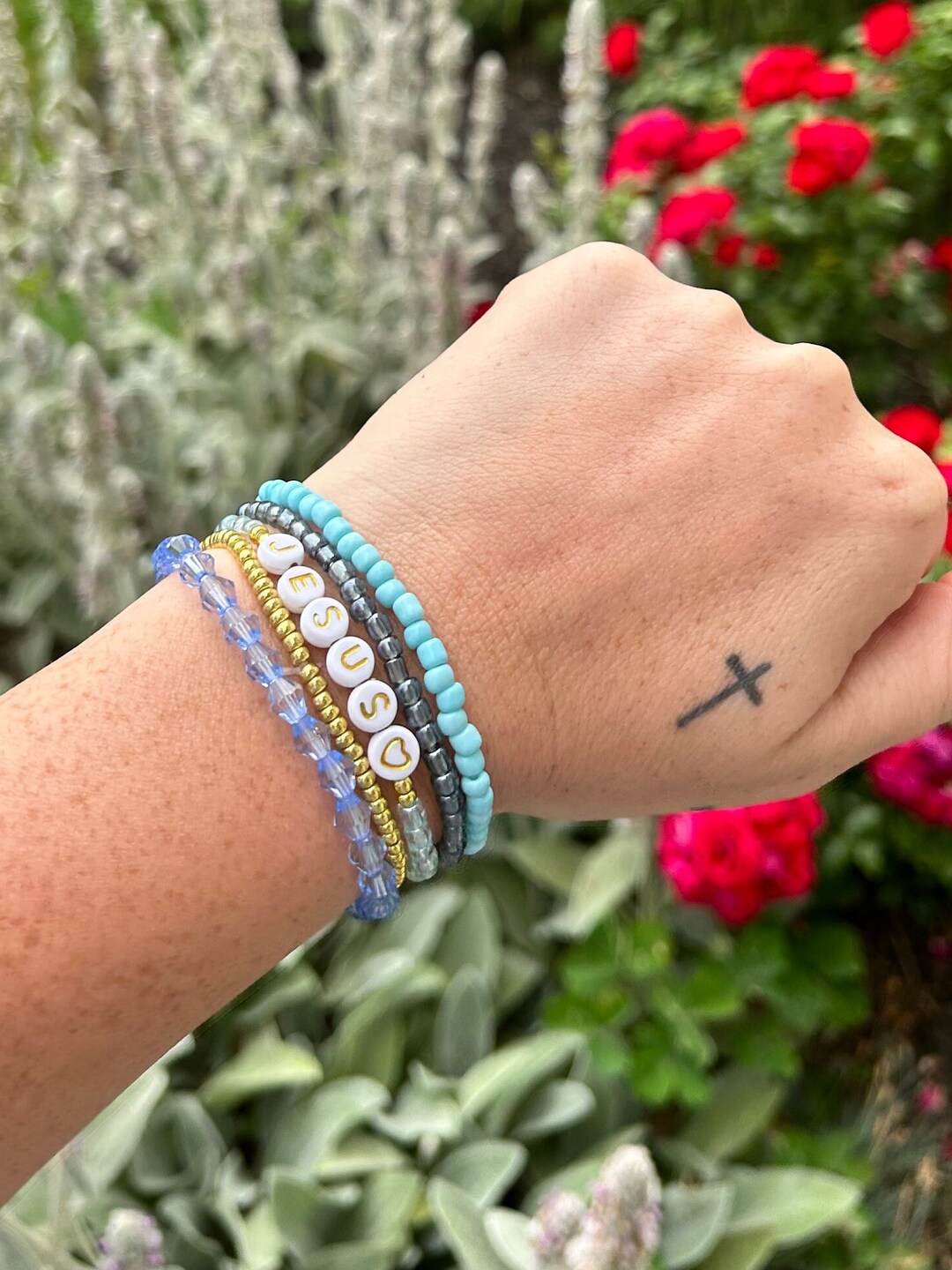 Custom Word Bracelet Jesus Bracelet Stack Custom Beaded Etsy