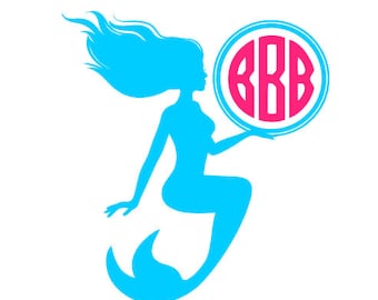 Mermaid Decal / Mermaid Car decal / Mermaid Monogram / Yeti decal / Mermaid Yeti decal / Mermaid Laptop decal, Vinyl decal / Mermaid Sticker