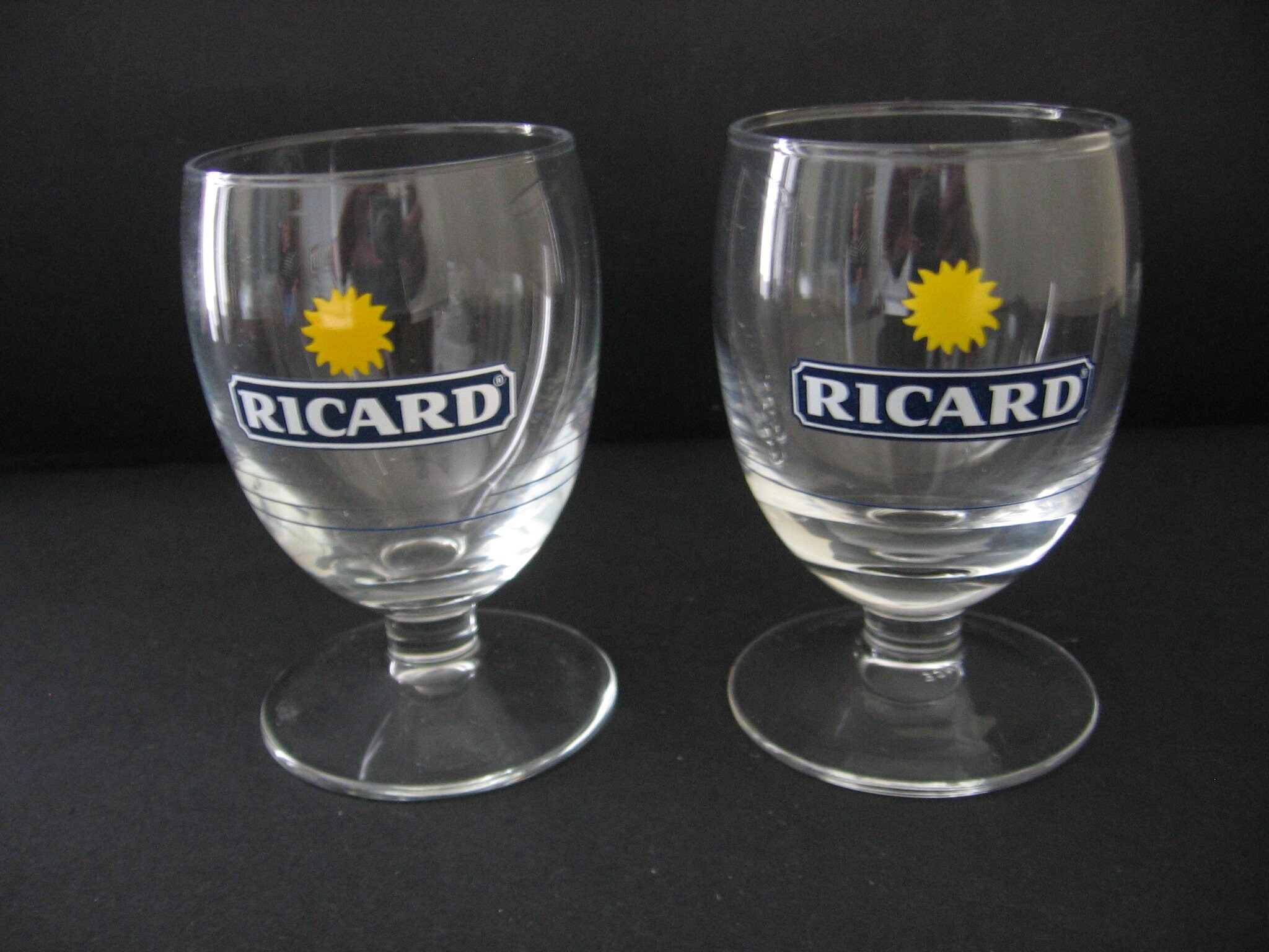 Paire de Verres d'apéritif Ricard Balloon Pastis avec Logo Sun - Emblématique Français Bar/Bistro Ca