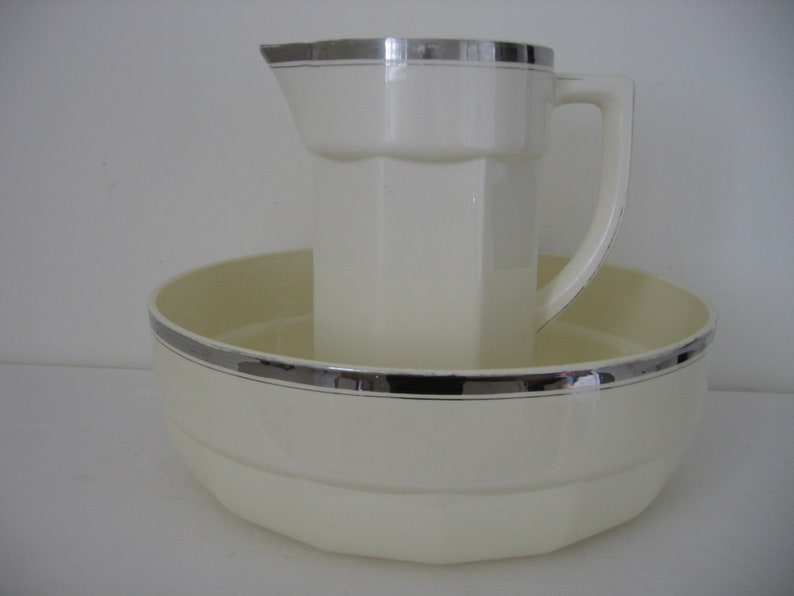 Attractive Badonvillier Antique Bathroom Wash Jug and Bowl Set Etsy