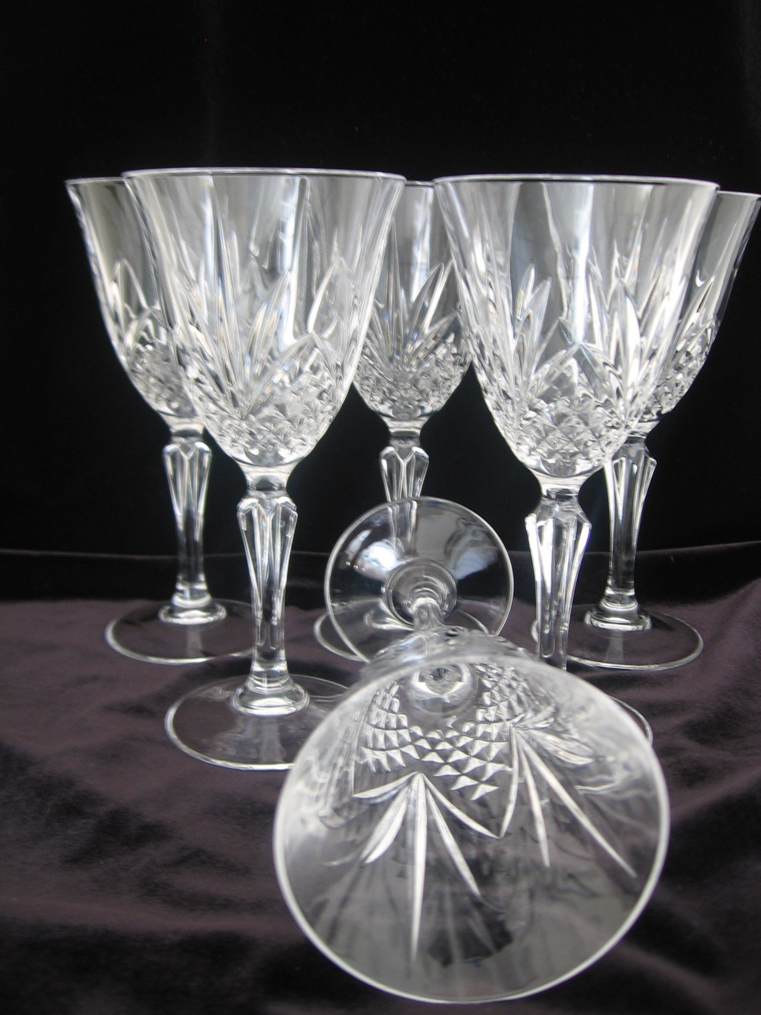 Ensemble de 6 Verres Cristal d'arques-Durand en Plomb Authentique Français à Vin Vintage Masquerade 