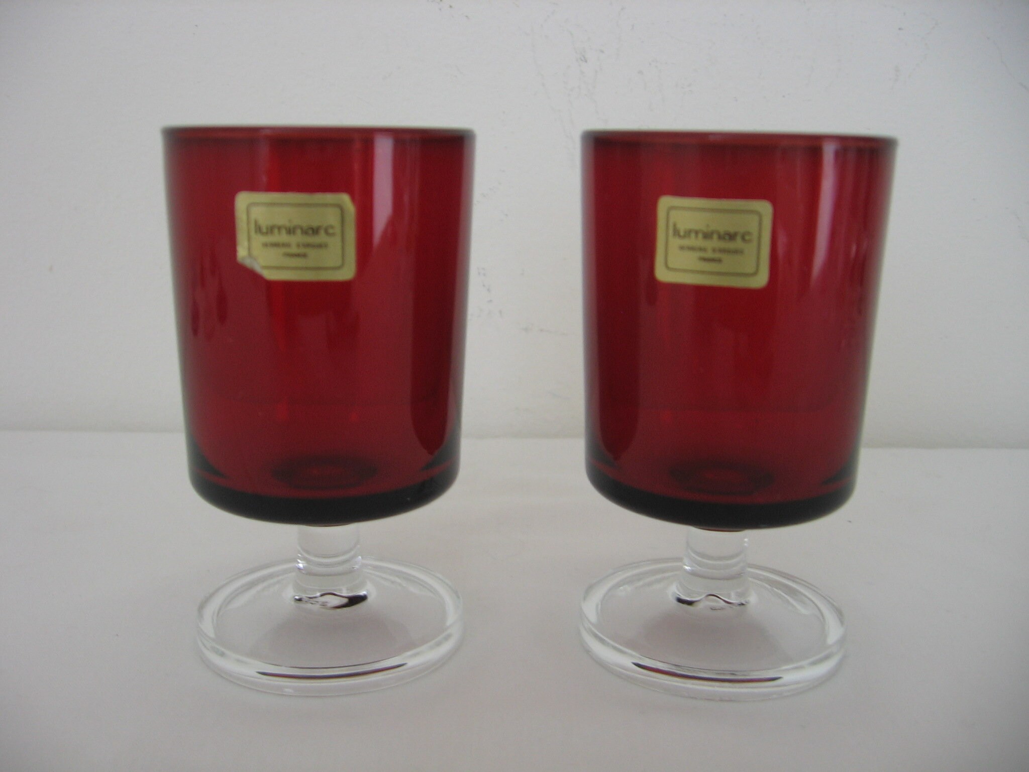 Superbe Paire de Rouge Cavalier Luminarc/Cristal d'arques Durand Aperitif Sherry Port/ Digestif Smal