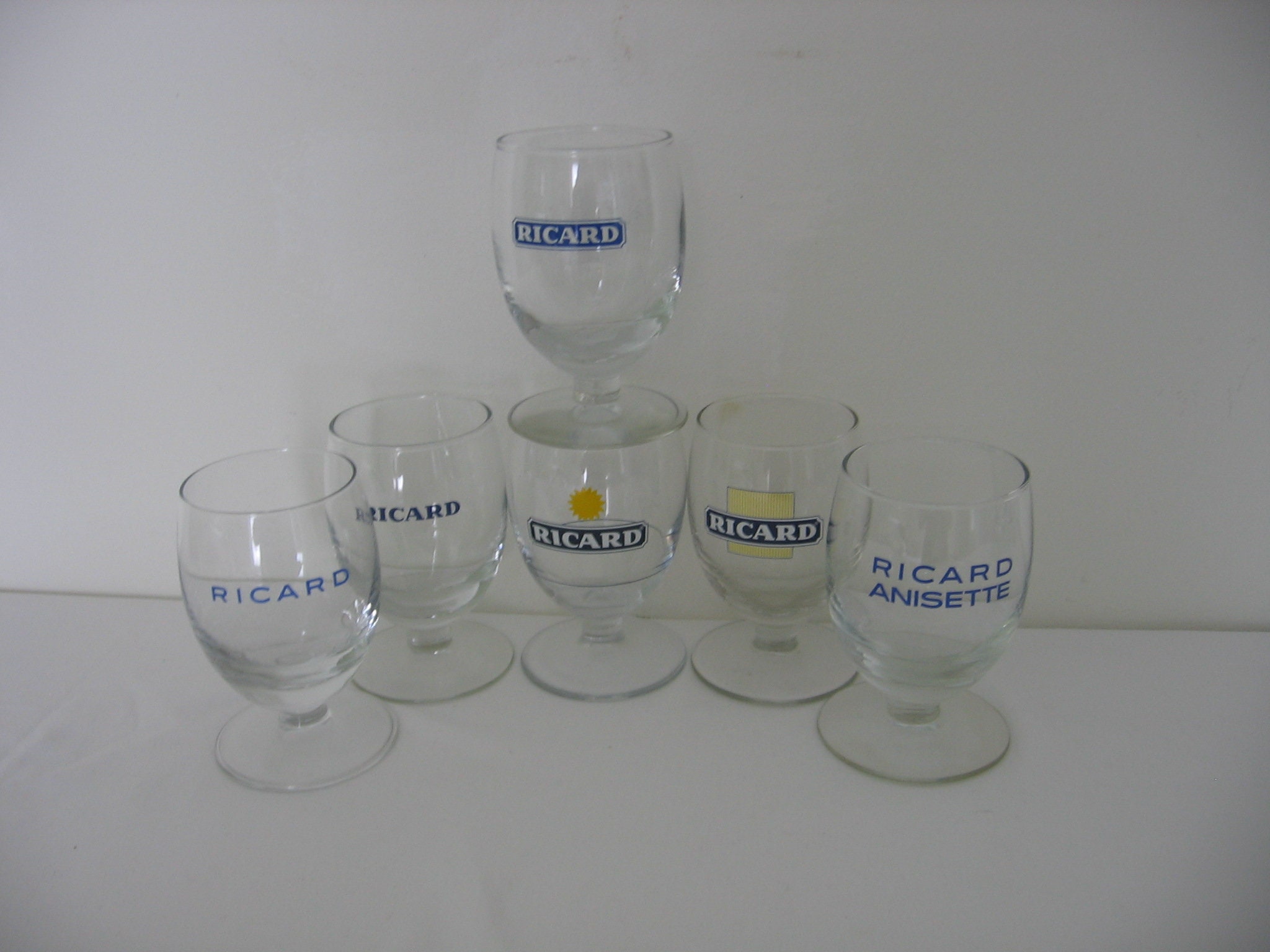 Ensemble de 6 Verres à Apéritif Ricard Balloon Pastis Mixed Designs - Iconic Français Bar/Bistro Caf