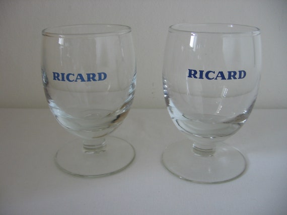 Pair of Ricard Balloon Pastis Aperitif Glasses With Ricard 