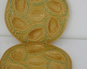VINTAGE ORFINOX ART POTTERY OYSTER PLATE TEXTURED ALSACE FRANCE EX COND VINTAGE ORFINOX ART POTTERY OYSTER PLATE TEXTURED ALSACE FRANCE EX COND