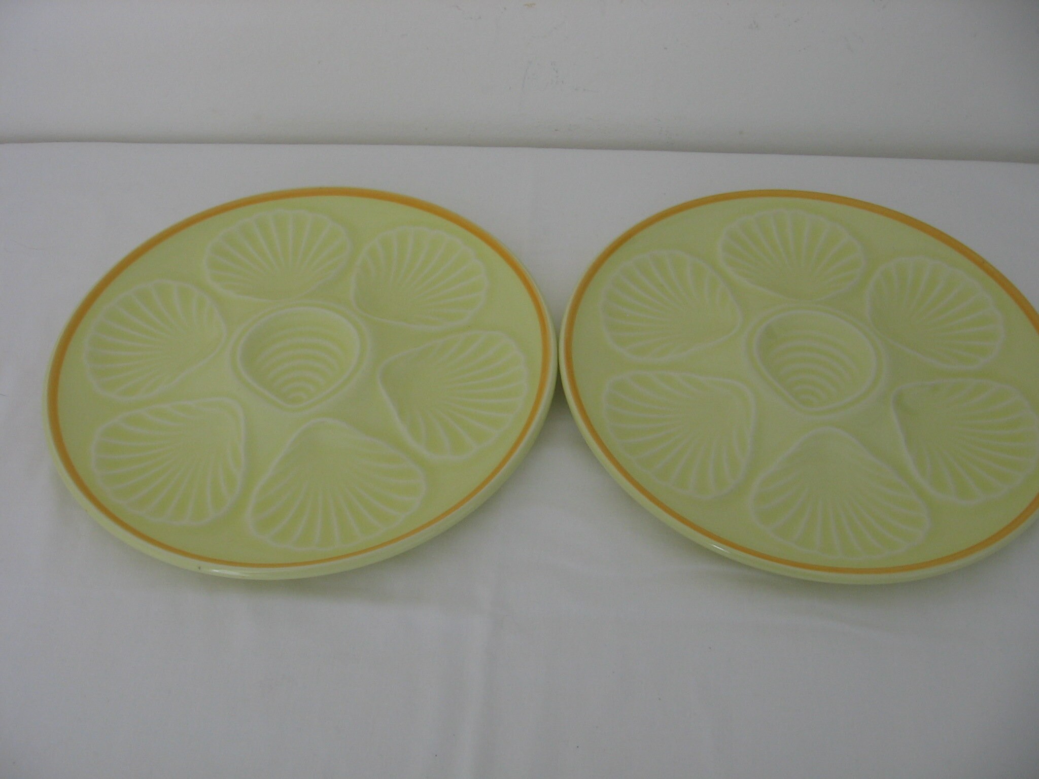 Moulin Des Loups Orchie Paire de Platters Service d'huîtres Assiettes 6 Huîtres Rétro Vintage França