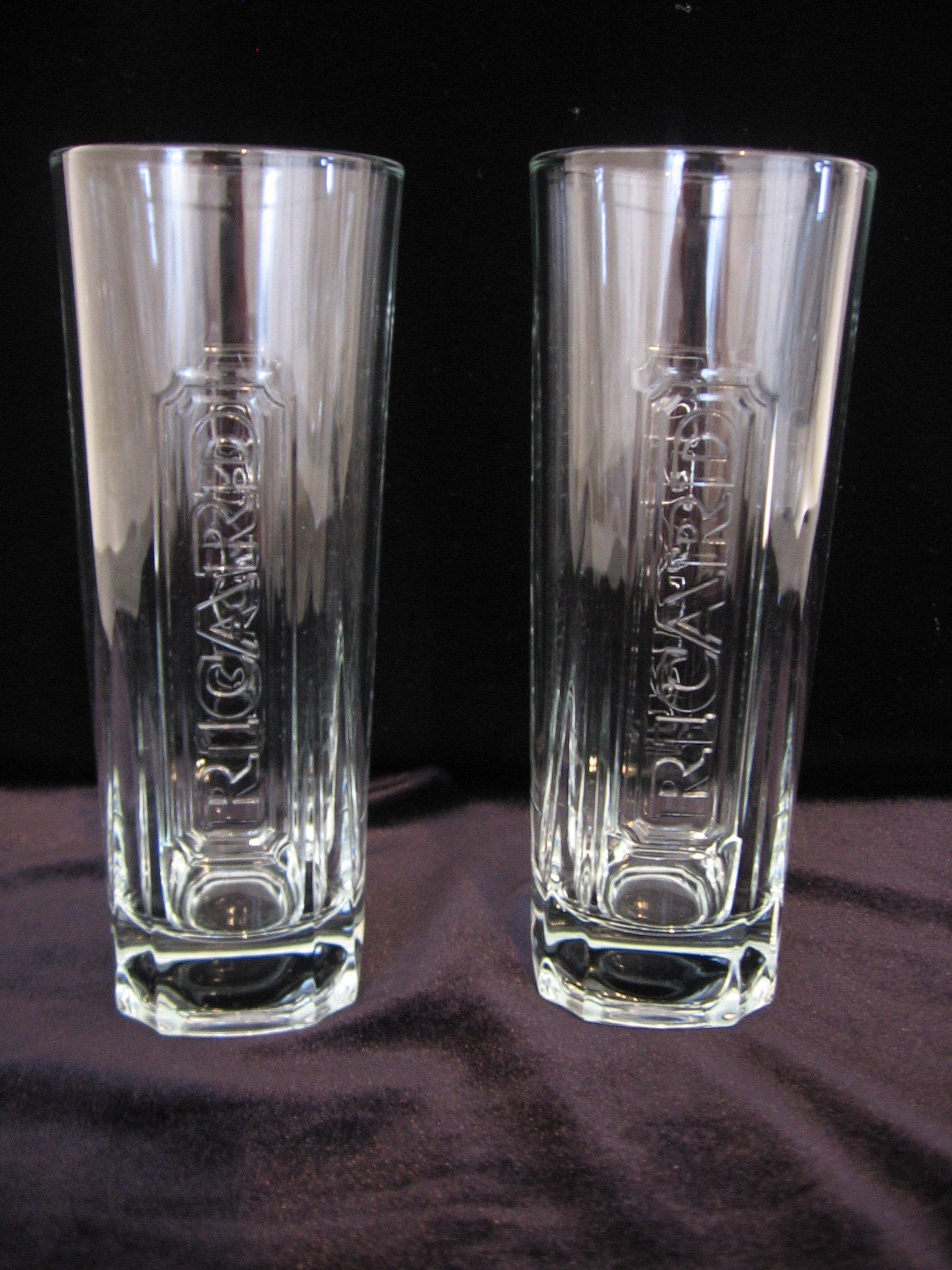 Paire de Grands Verres d'apéritif Rectangulaires Ricard Pastis - Iconic Français Bar/Bistro Café Cul