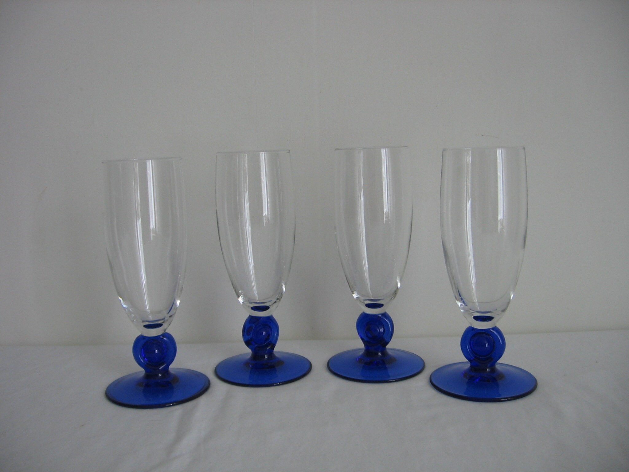 Belle Français Vintage Luminarc Moliere Cobalt Blue Stem Champagne/Vin Mousseux Prosecco Flûtes Verr