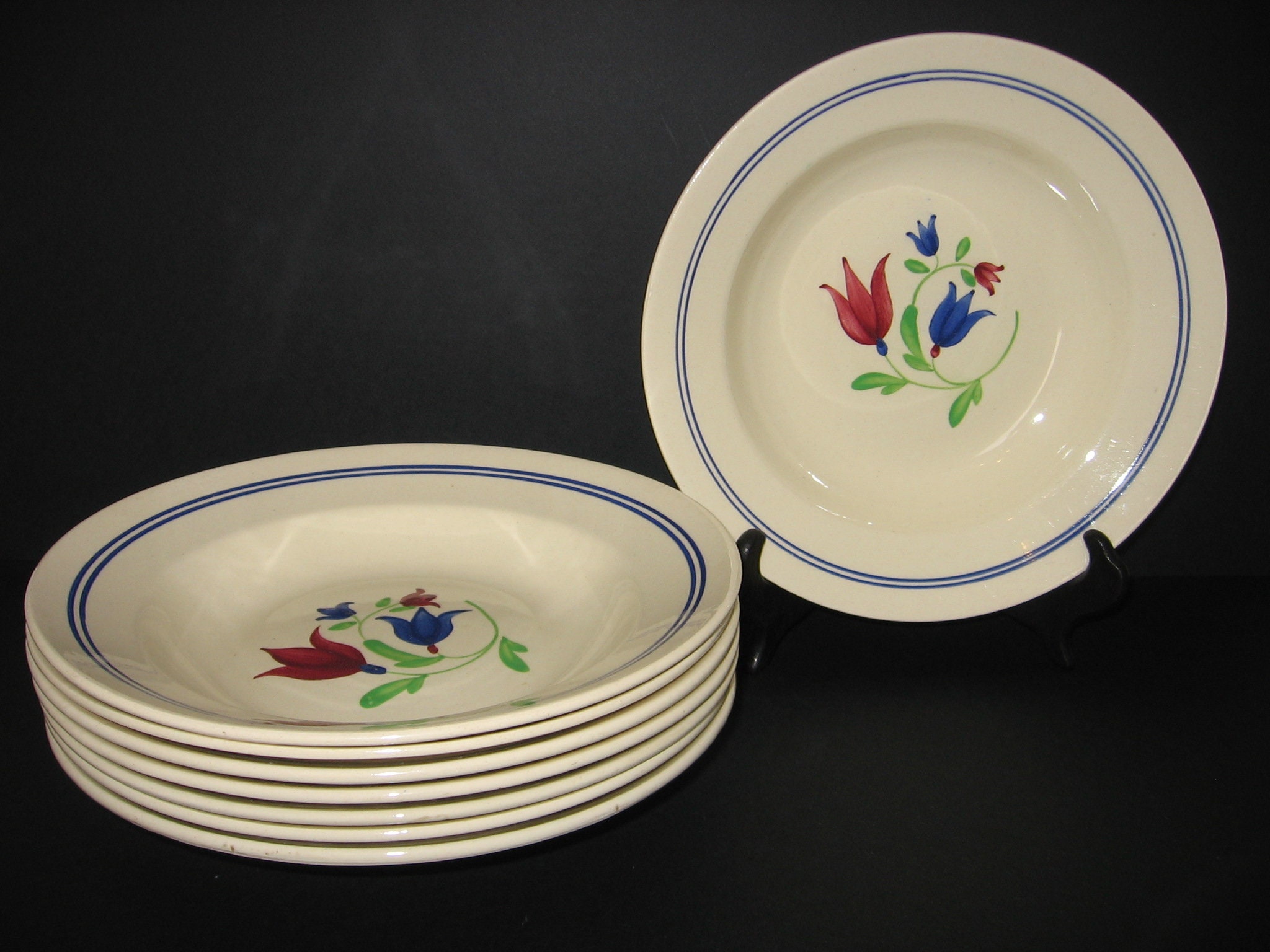 Superbe Paire de Soupe K&g Luneville/Céréales Salade Assiettes Profondes Pâtes Creuses Peintes à La