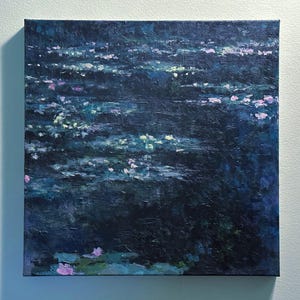 Waterlily Oil Painting Pond Painting Lily Pad Painting Waterlily Wall Art Impressionism Waterlily Painting for Wall Decor