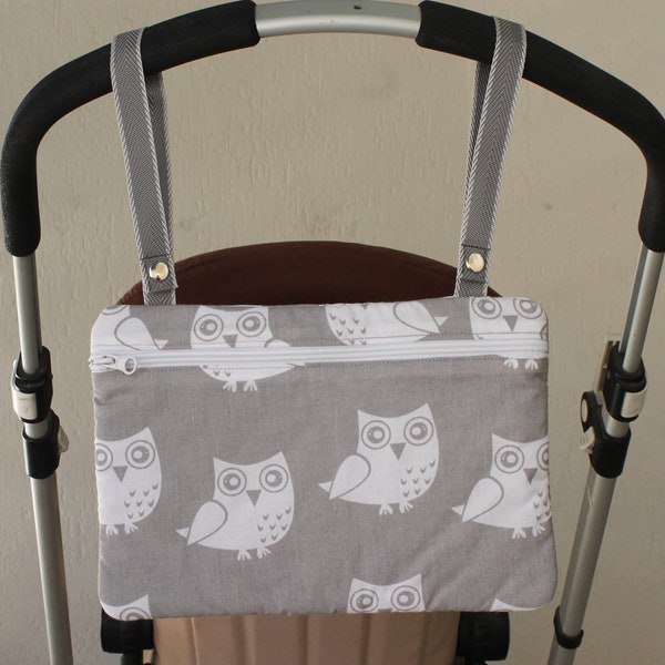 Stroller bag ,Owls on a gray