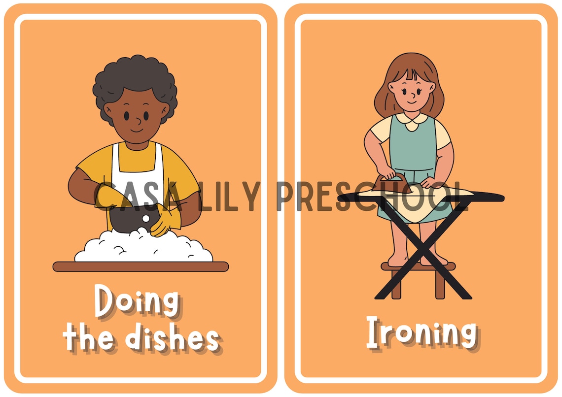 16 Household Chores Preschool Cards Homeschool Cards Educational ...