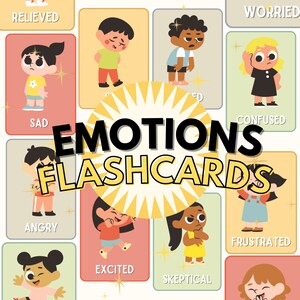 16 Tarjetas didácticas de emociones / Póster de sentimientos / Tarjetas educativas imprimibles / Regulación emocional / Para profesores y padres