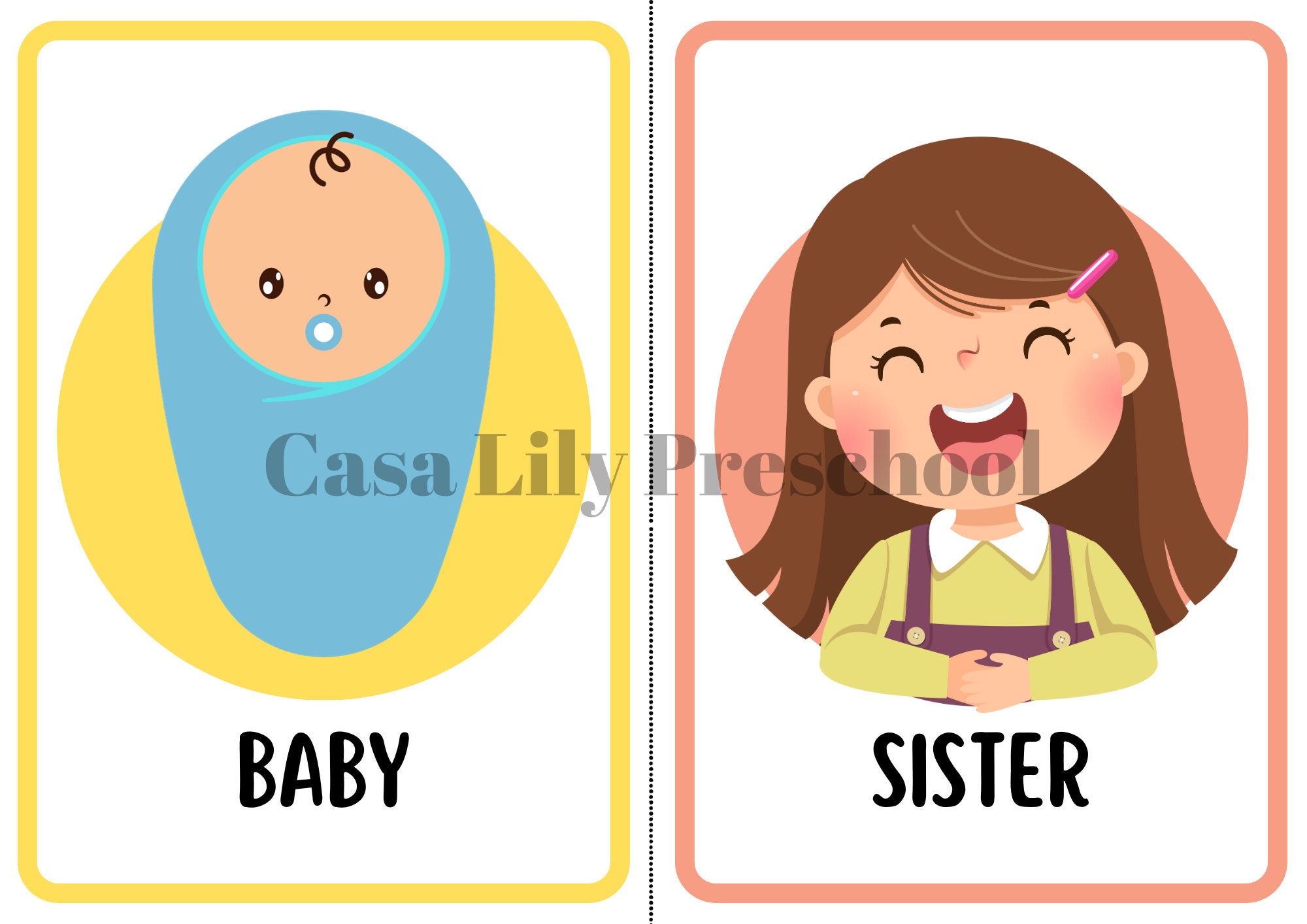 Family Flashcards: Educational Cards for Preschool (printable Download ...