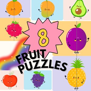 8 Adorable Fruit Puzzles | Preschool Activity | Homeschool | Educational Printable Cards | Instant Download | For Teachers & Parents