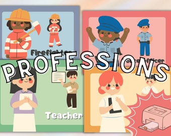 Professions Flashcards: Community Helpers, Kindergarten Cards (Digital Download)