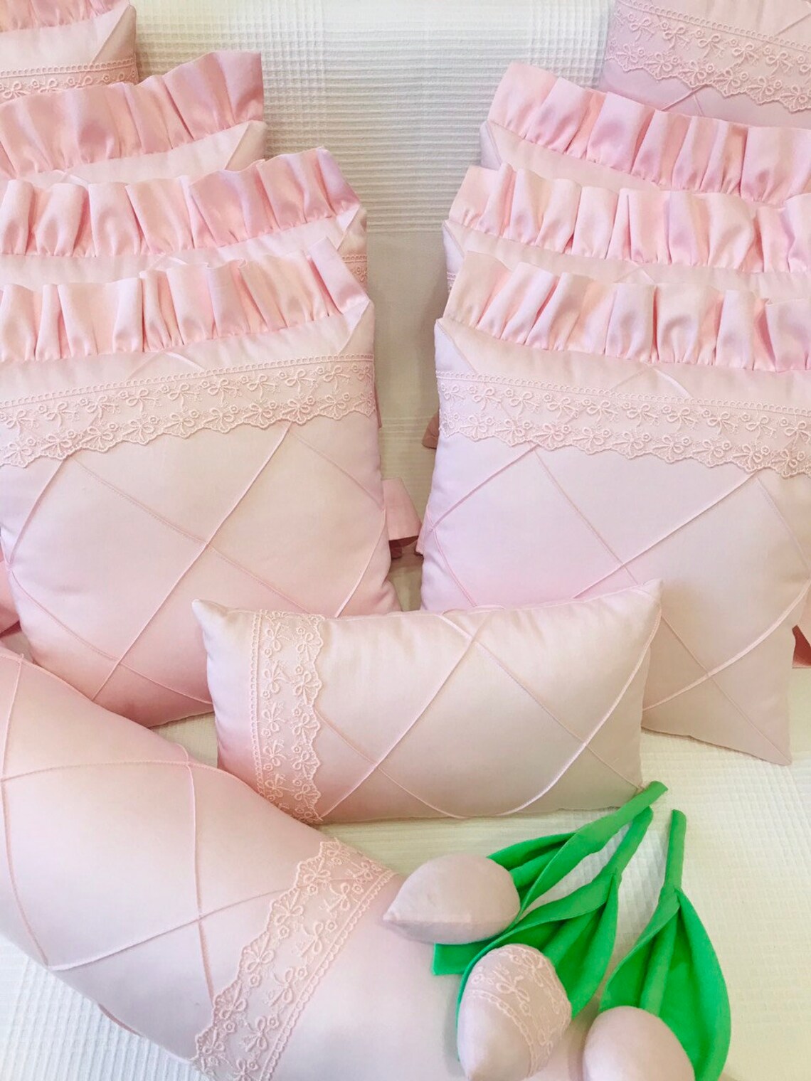 Light Pink Baby Girl Bedding Set Cot Bumper Baby Bedding Etsy