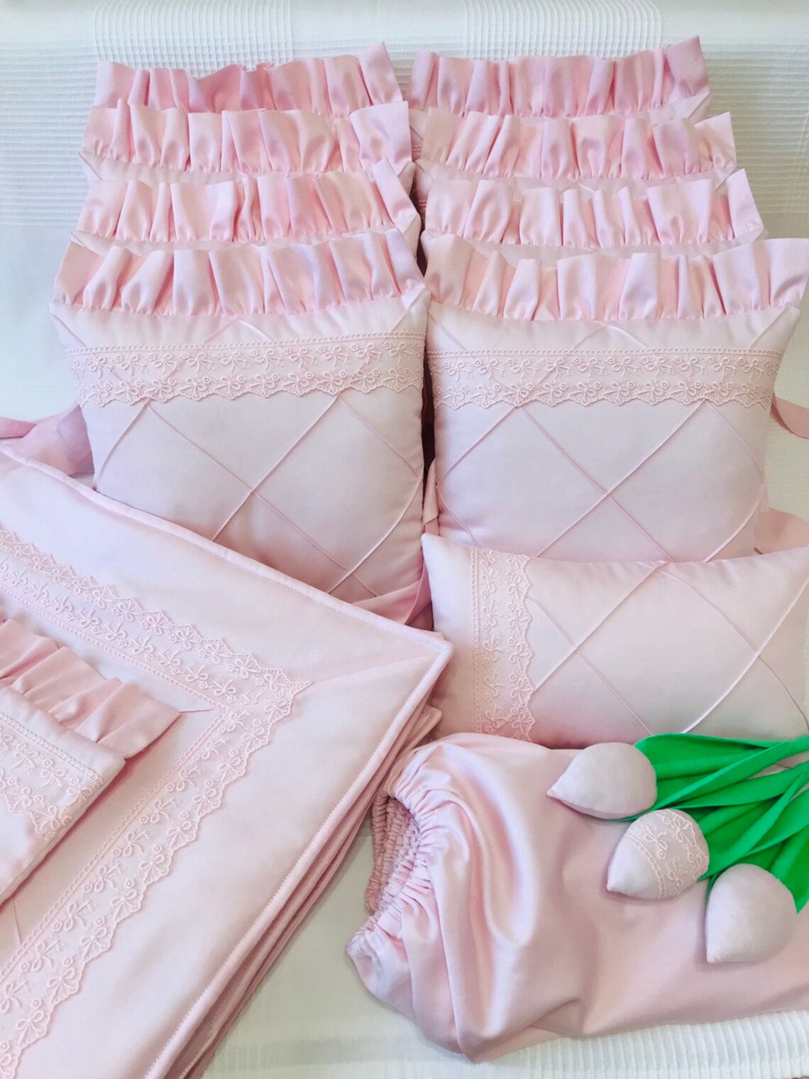 Light Pink Baby Girl Bedding Set Cot Bumper Baby Bedding Etsy