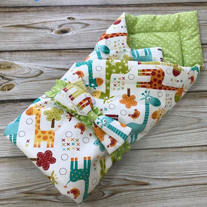 Giraffe Blanket Green Polka Dot Blanket Infant Wrap Bag Etsy