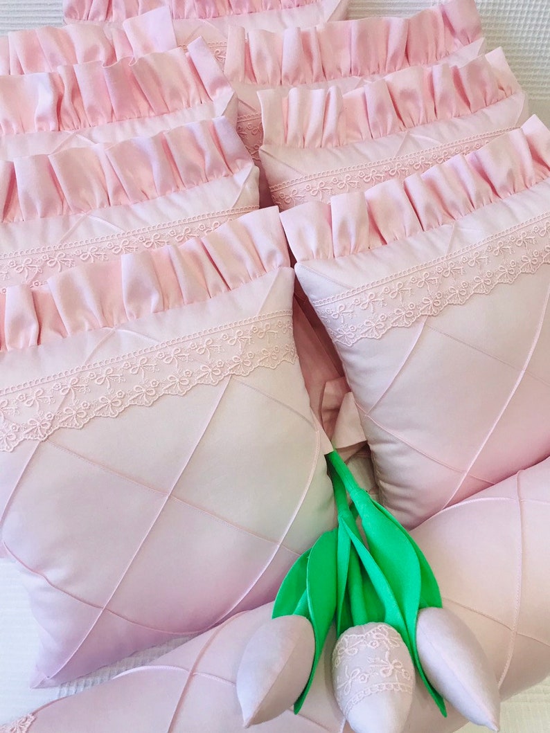 Light Pink Baby Girl Bedding Set Cot Bumper Baby Bedding ...