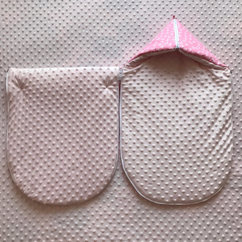 Baby Sleeping Bag with Hood and Zip Cotton Minky Stroller Blanket Babyshower Pink Sleeping Sack Baby Wrap Bag Baby Girl Sleeping Bag