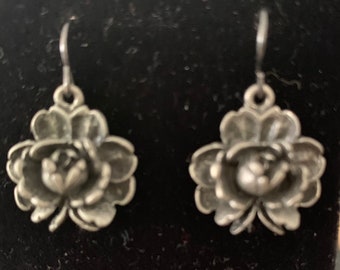 Pewter Rose Chandelier Earrings