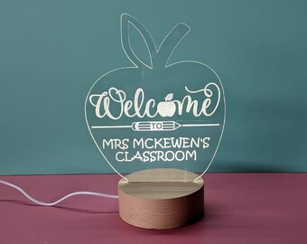 Personalised Teachers Apple LED Light Gift | Teachers Classroom Desk or Shelf | Kindergarten | Daycare Carer | Preschool | Made in Australia