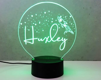 Night Light LED with a Personalised Name | Multi-Colour Acrylic Light | Gift | Dream Catcher | Rocket Ship | Unicorn | MADE in Australia