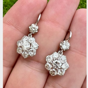 Platinum & 18K Yellow Gold 3.50 Ct. Old Mine Diamonds Earrings