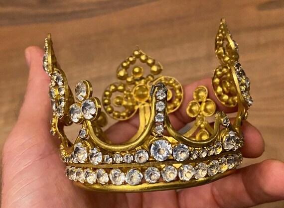 Antique 19th Crown made of Brass and paste gemsto… - image 6
