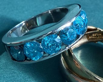Blue Diamond 18k Gold Ring - 2.80 ct Natural Diamonds